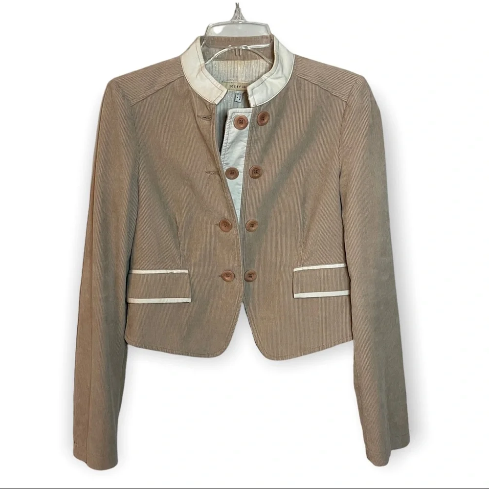 See By Chloe 8 Corduroy Jacket/Blazer Tan/Beige - Picture 1 of 9